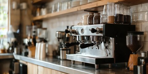Professional Espresso Machine in a Modern Coffee Shop