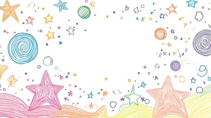 Whimsical Rainbow Starry Night: A Colorful Hand-Drawn Illustration