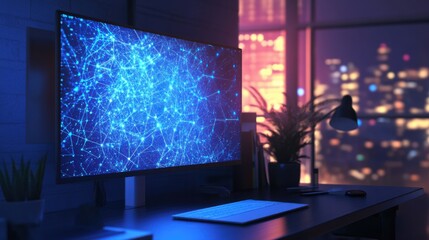 Obraz premium Workspace with digital network