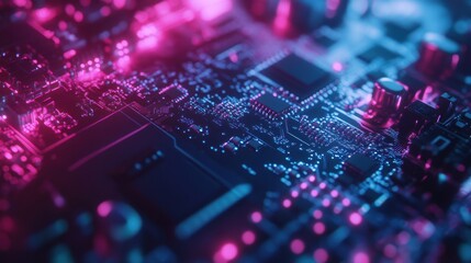Obraz premium Circuit board neon lights