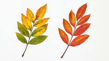 Vibrant autumn leaves: green to red seasonal transformation