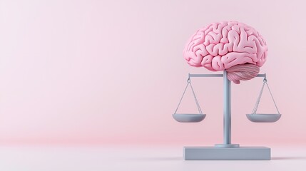 Depicting fairness in AI ethics using a balanced scale with a human brain on one side and an AI chip on the other, including a copyspace.