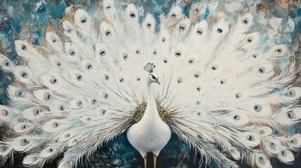 Obraz premium Majestic White Peacock: A Symphony of Feathers