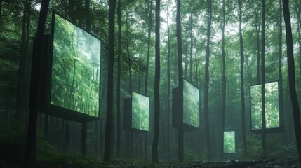 Fototapeta premium Forest with screens showcasing nature