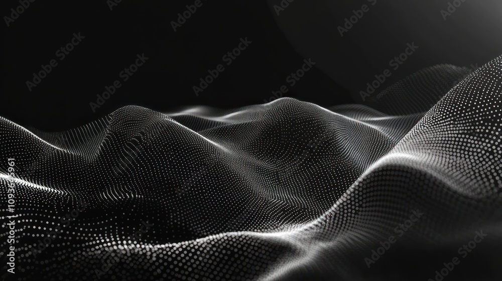 Aufkleber abstract white wave pattern on a black background.