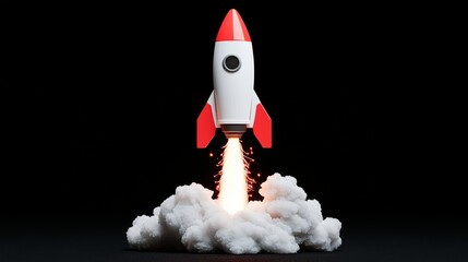 Naklejka premium Launch of a space rocket; a startup focused on space tourism and astronomy.