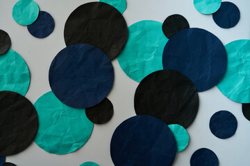 Blue, teal and black paper dots	