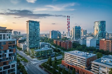 Naklejka premium Sustainable Urban Development and Clean Energy Solutions for Climate Change Mitigation