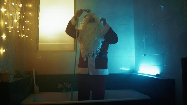 Dancing Santa Under The Shower 