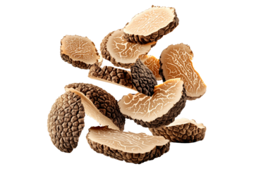 Fresh white truffles isolated on white transparent background, great for culinary and gourmet themes.