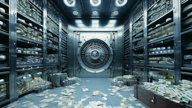 Inside a massive vault filled with money