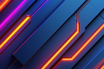 Obraz premium Abstract Geometric Background with Neon Lines