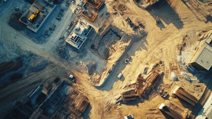 Aerial View of Construction Site: Urban Development in Progress
