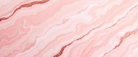 Obraz premium Elegant pink marble pattern with rose gold veins and copy space