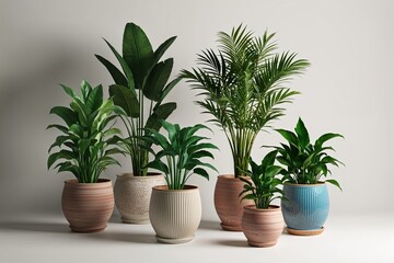 Obraz premium Stunning Ceramic Pot Plants Isolated on White Background 3D Render