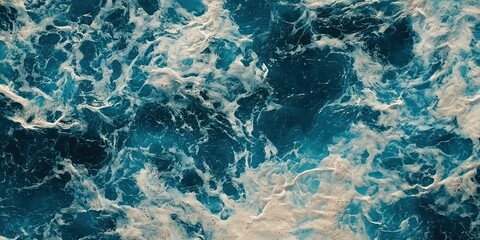 Obraz premium Abstract Blue Water with White Foam and Bubbles