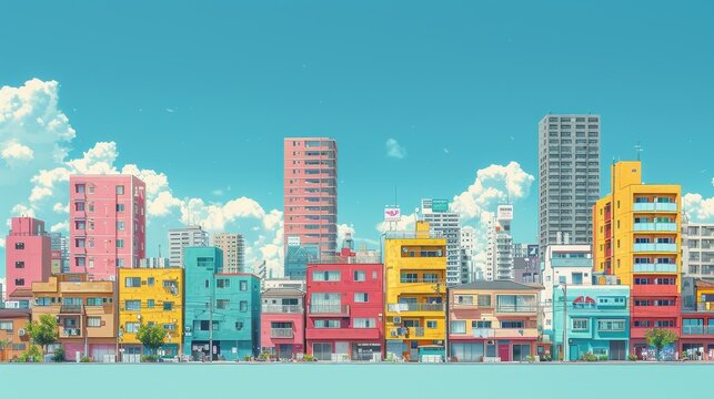 city skyline illustration depicting urban buildings and architecture against a minimalist background