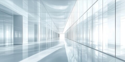 Obraz premium Modern Glass and Steel Corridor with Reflections