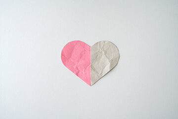 Paper heart on white background