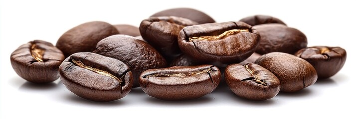 Obraz premium A Close-Up of Roasted Coffee Beans on a White Surface