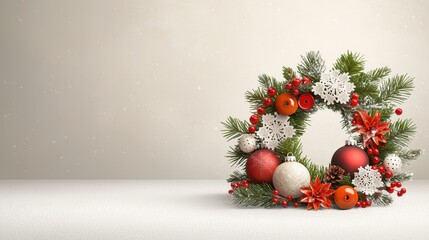 A decorative wreath featuring soft blue and pink accents, adorned with buttons and foliage, perfect for seasonal festivities, vintage handmade Christmas wreath.