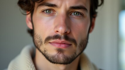 Fototapeta premium Showcasing the coolest small beard styles with precise grooming and a sophisticated appearance.