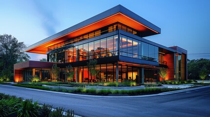 Fototapeta premium Corporate building in modern architectural style, sleek and professional design