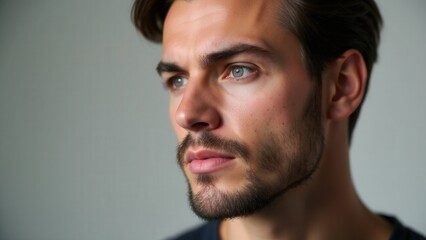 Fototapeta premium A step-by-step guide on how to style a small beard, featuring sharp lines and a refined fade.