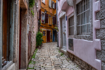 Beautifully landscaped streets and small squares in Rovinj, Istria, Croatia