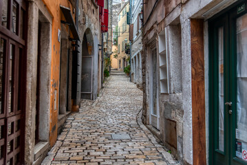 Beautifully landscaped streets and small squares in Rovinj, Istria, Croatia