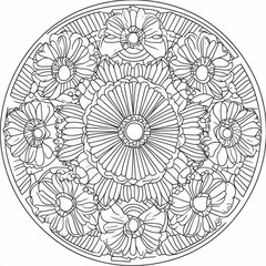 Fototapeta premium black and white spiritual symbol mandala coloring book 