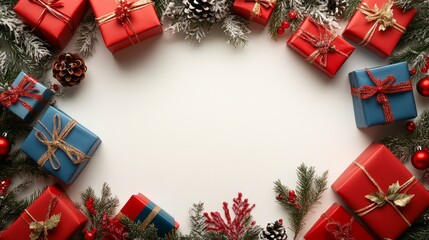 Merry Christmas and Happy Holidays greeting card, frame, banner. New Year.