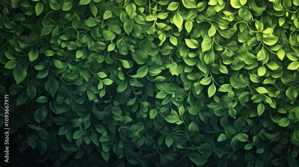 Poster a close-up shot of lush green foliage, creating a textured background.