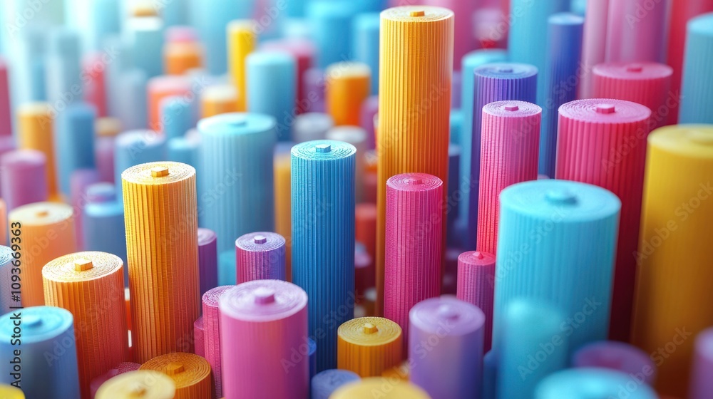 Poster abstract close-up of colorful cylindrical structures