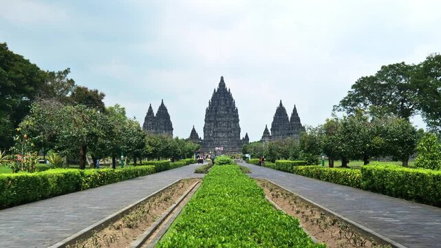 Prambanan temple complex in Yogyakarta, Indonesia. Prambanan is a 9th-century Hindu temple compound, and a UNESCO World Heritage Site