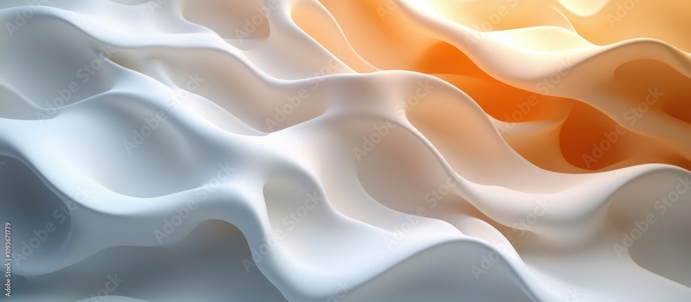 Poster abstract white and orange wavy pattern