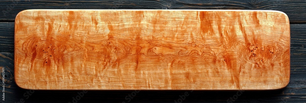 Poster a rectangular wooden cutting board with a detailed grain pattern