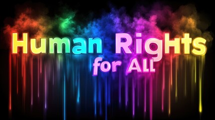 Fototapeta premium Vibrant human rights for all poster design with colorful abstract background