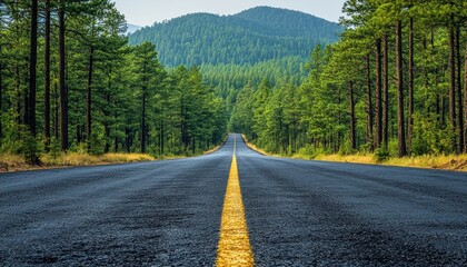 A Winding Asphalt Road Through a Dense Forest