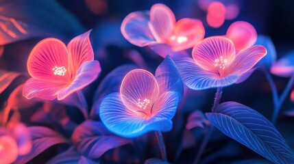 Glowing flowers in vibrant colors
