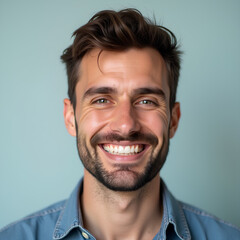 Obraz premium A portrait image of a smiling man with beautiful white teeth