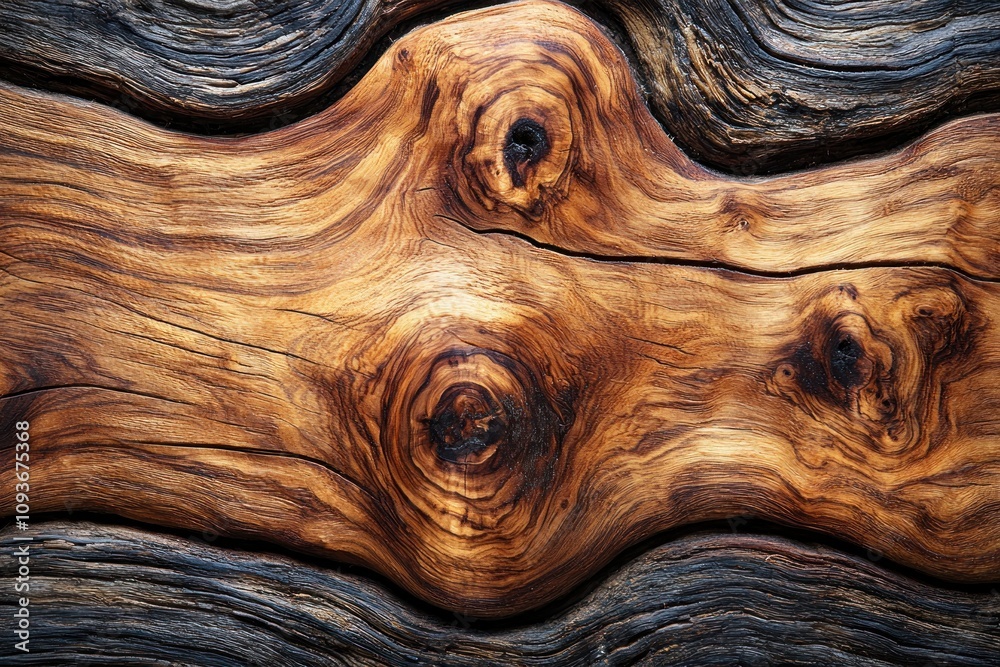 Poster close-up of a sawn wood surface with knots and grain patterns