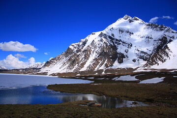 Lake Karomber and its adjacent mountain in Summer