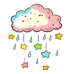 Cute pastel cloud raining stars