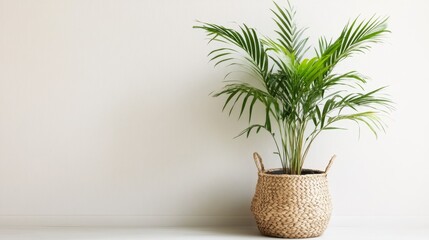 Elegant Indoor Palm Plant in a Woven Basket