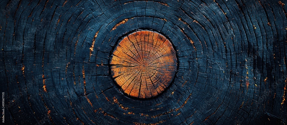 Poster burned tree trunk with visible growth rings