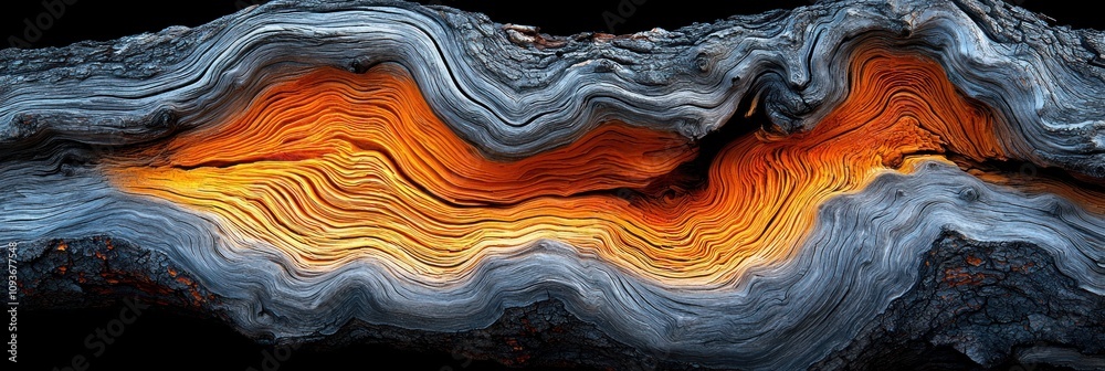 Poster Close-up of a Burned Tree Trunk with Detailed Grain Patterns