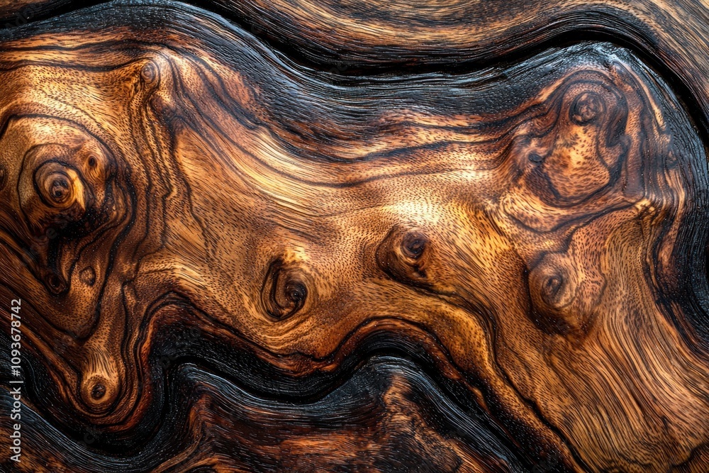 Poster intricate wood grain pattern with dark lines and knots