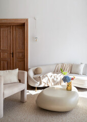 Stylish modern living room with elegant furniture and minimalist decor