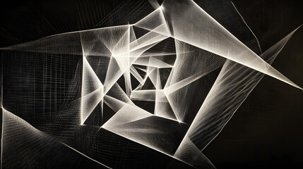 A high-tech modern artwork using lasers to create complex geometric patterns.